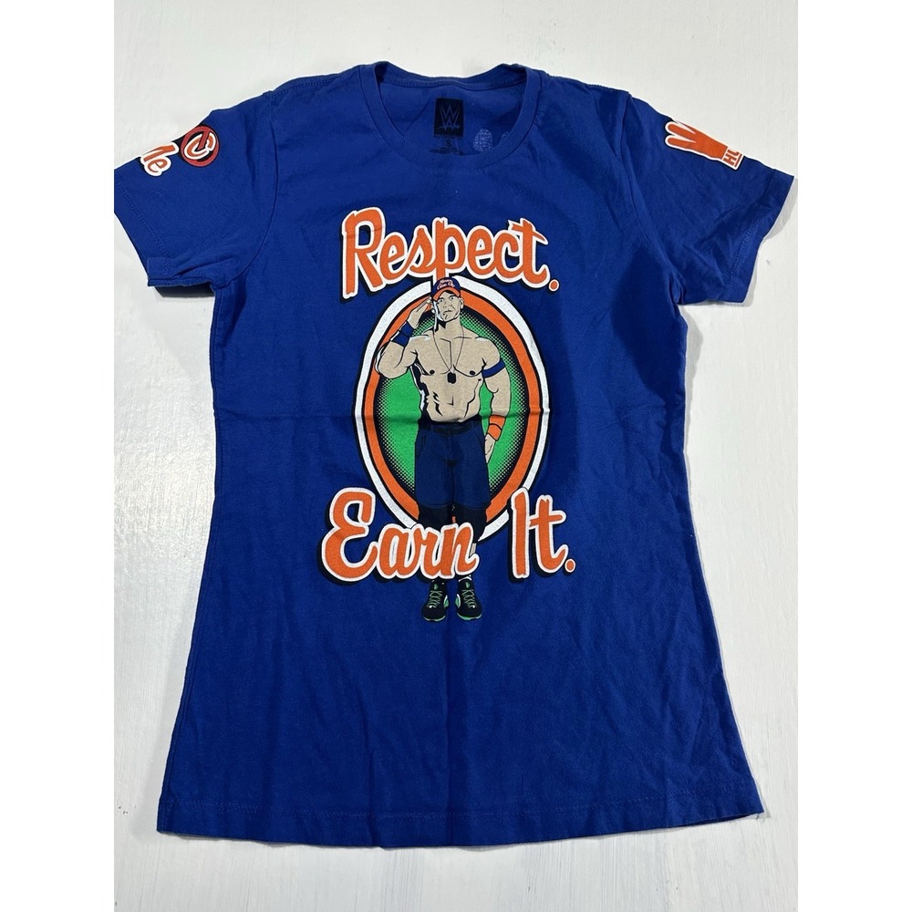 John Cena Respect Earn It WWE Authentic Gear Mens Blue T-shirt Size Small